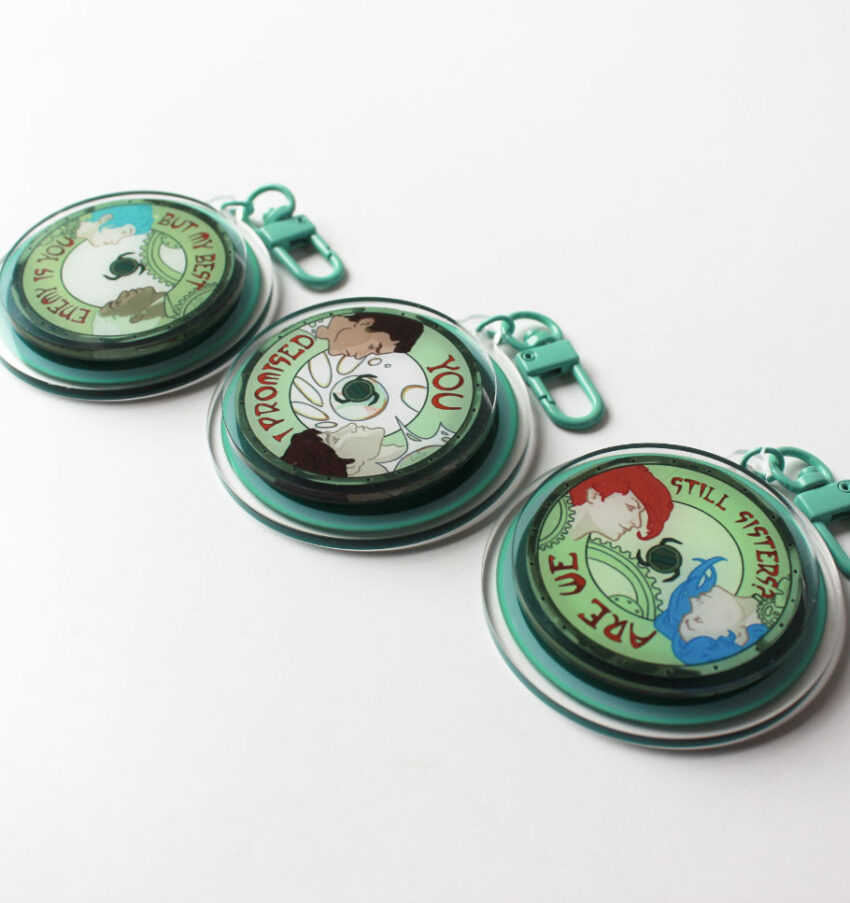 Arcane Vinyl spinning keychains