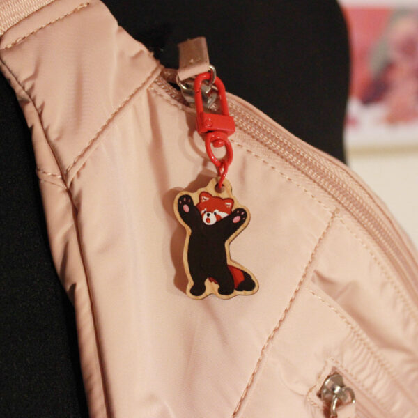 Red Panda wooden keychain