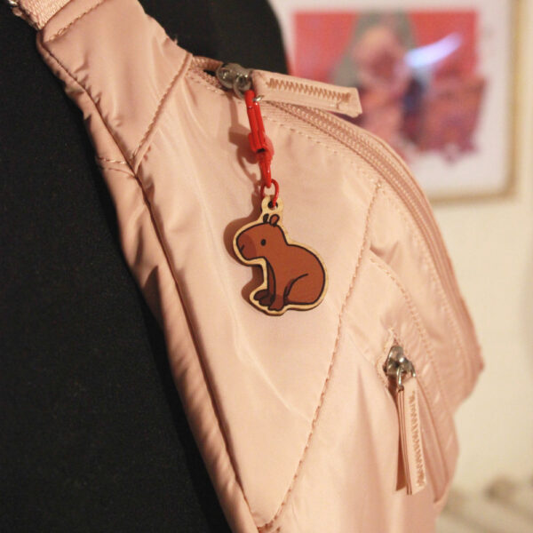 Capybara wooden keychain