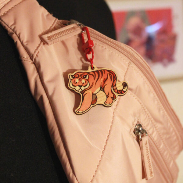 Tiger wooden keychain